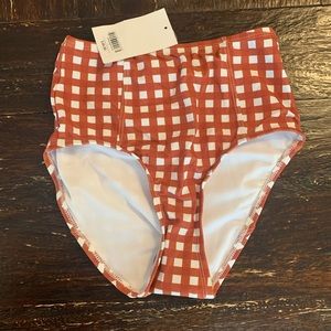 Lime Ricki Rust Gingham High-Waist Bottoms XS